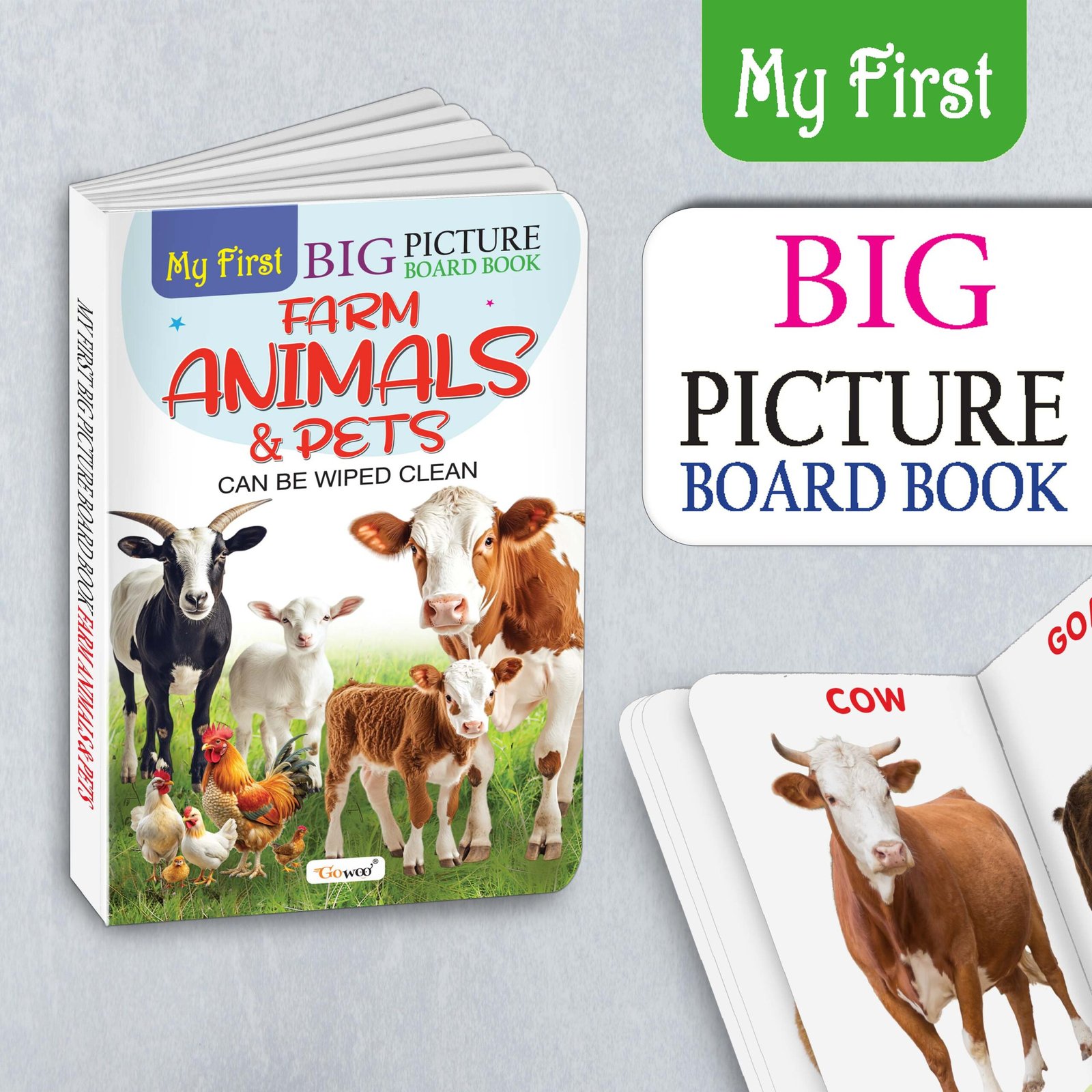 My First Big Picture Board Book Farm Animals & Pets : Fun educational books for toddlers, Learning book for preschoolers, Picture board book for kids, Montessori learning book for toddlers - Image 3