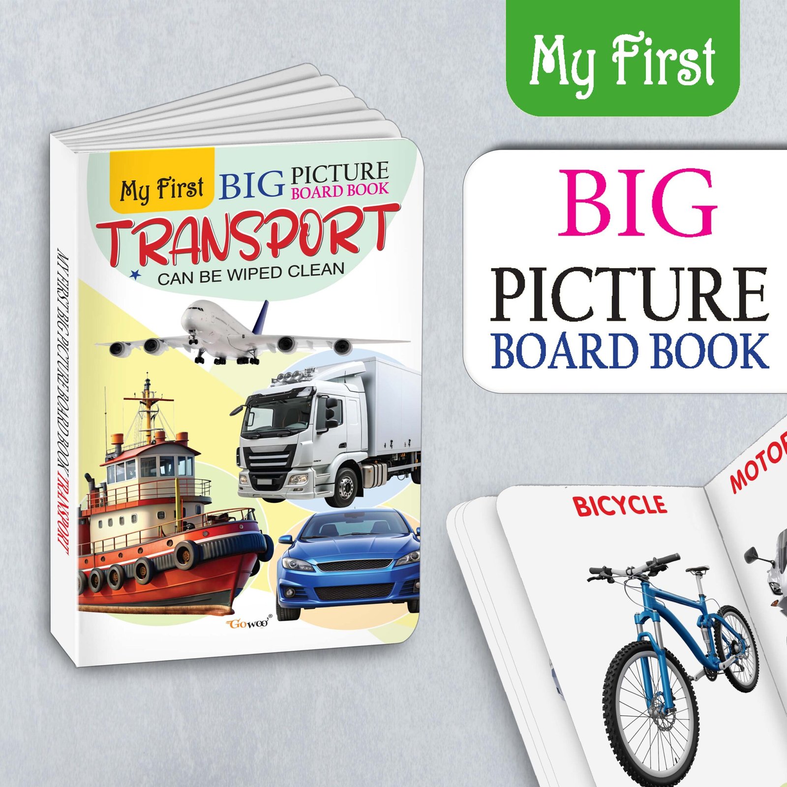 My First Big Picture Board Book Transport : Fun educational books for toddlers, Learning book for preschoolers, Picture board book for kids, Montessori learning book for toddlers - Image 3