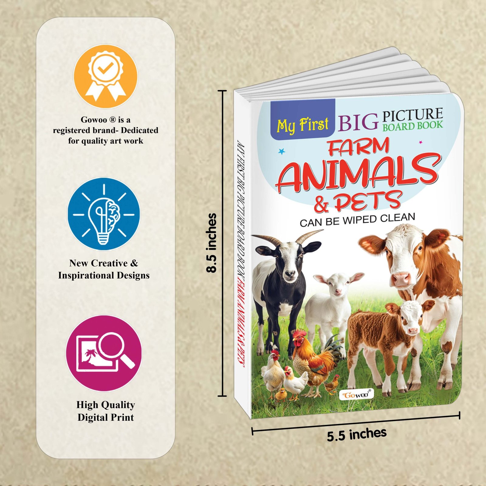 My First Big Picture Board Book Farm Animals & Pets : Fun educational books for toddlers, Learning book for preschoolers, Picture board book for kids, Montessori learning book for toddlers - Image 4