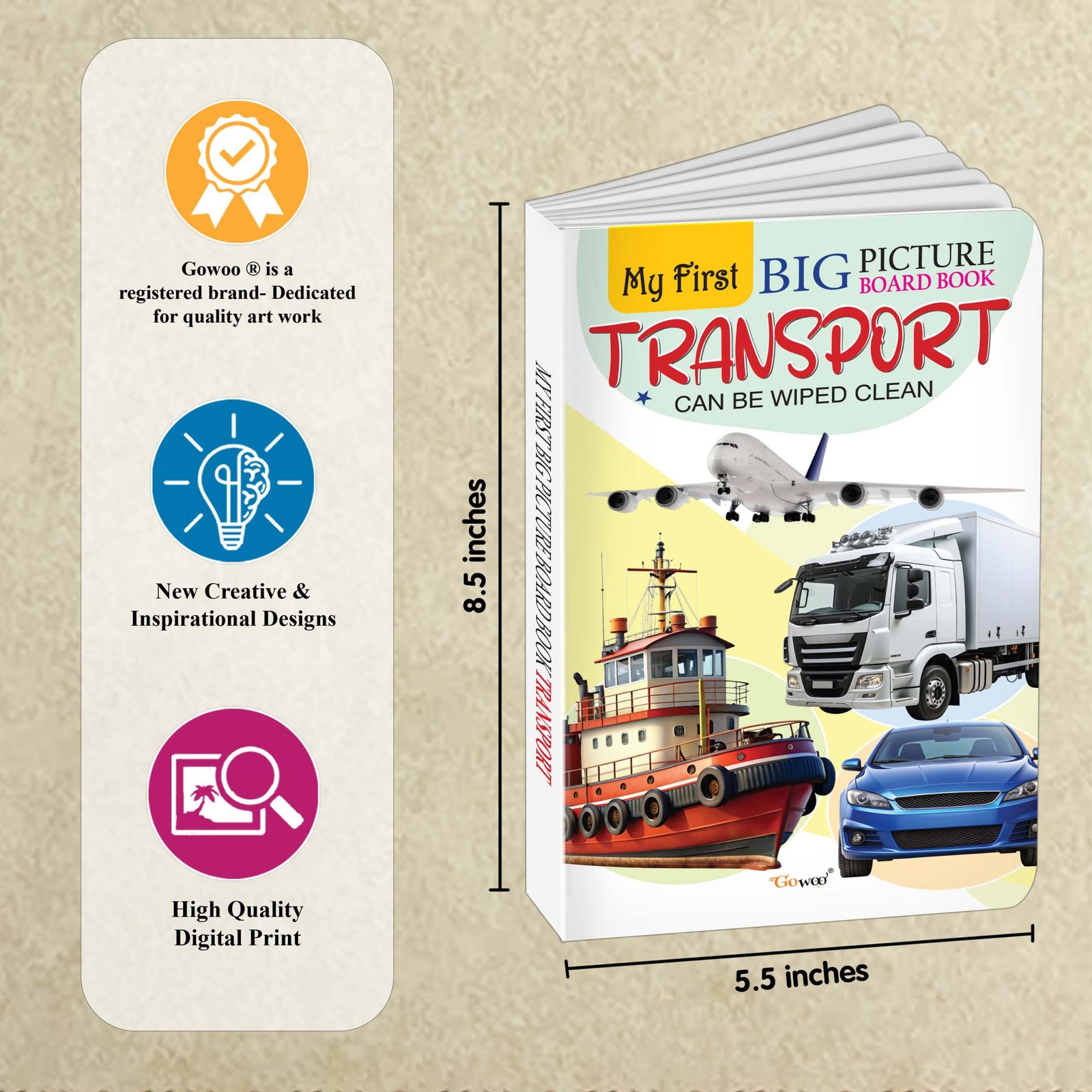 My First Big Picture Board Book Transport : Fun educational books for toddlers, Learning book for preschoolers, Picture board book for kids, Montessori learning book for toddlers - Image 4