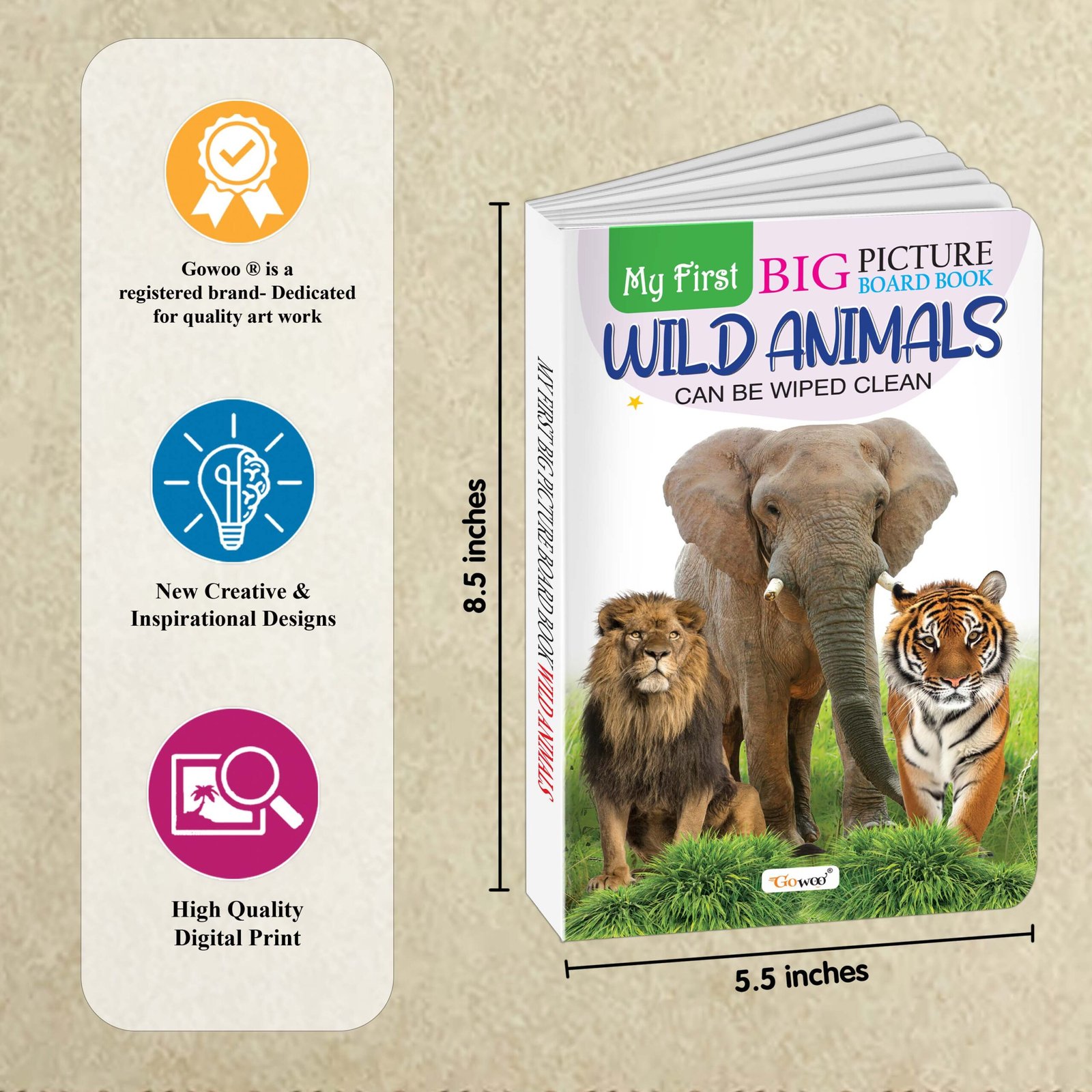 My First Big Picture Board Book Wild Animals : Fun educational books for toddlers, Learning book for preschoolers, Picture board book for kids, Montessori learning book for toddlers - Image 4