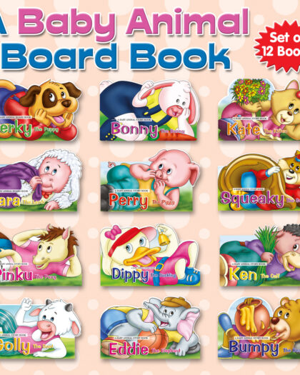A Baby Animal Board Book - Set Of 12 Books - Board Books For Kids, Die Cut Story Book