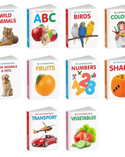 My First Cute Board Book All-in-One Learning Set for Toddlers:ABC, Transport, Colours, Birds, Wild Animals, Fruits, Animal and Pets, Vegetables & more - Fun Picture Books for Babies | Pack of 10 Books
