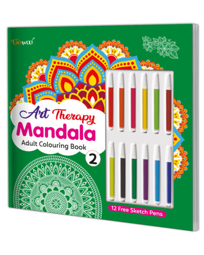Art Therapy Mandala Adult Colouring Book 2 : Mandala Colouring Book, Adult Coloring Book Kit with 12 Sketch Pens, Fun for Adults, Relaxing Coloring workbook