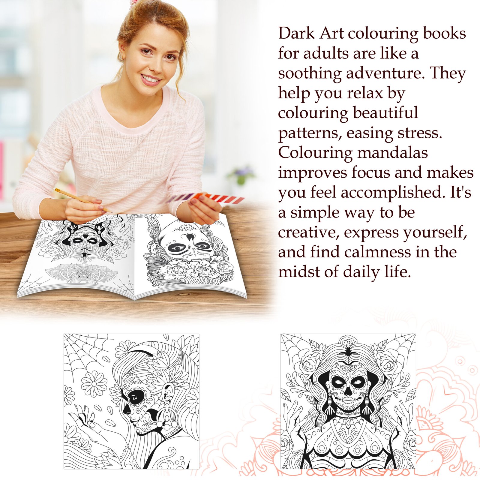 Dark Art - Adult Colouring Book : Fun colouring for Kids and Adults, Creative coloring Book, Mindfulness coloring book, Relaxing coloring book - Image 4